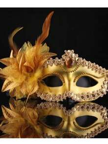 1pc Lace Masquerade Mask, Party Costume Mask, Wedding Carnival Mask, Personalized Face Mask, Stage Decorations, Sexy Half Face Lace Mask For Women, Feather Mask (Mask Style/Color Random, DIY Adhesive, May Have Slight Traces, Offset Printing) - Multicolor - View 16