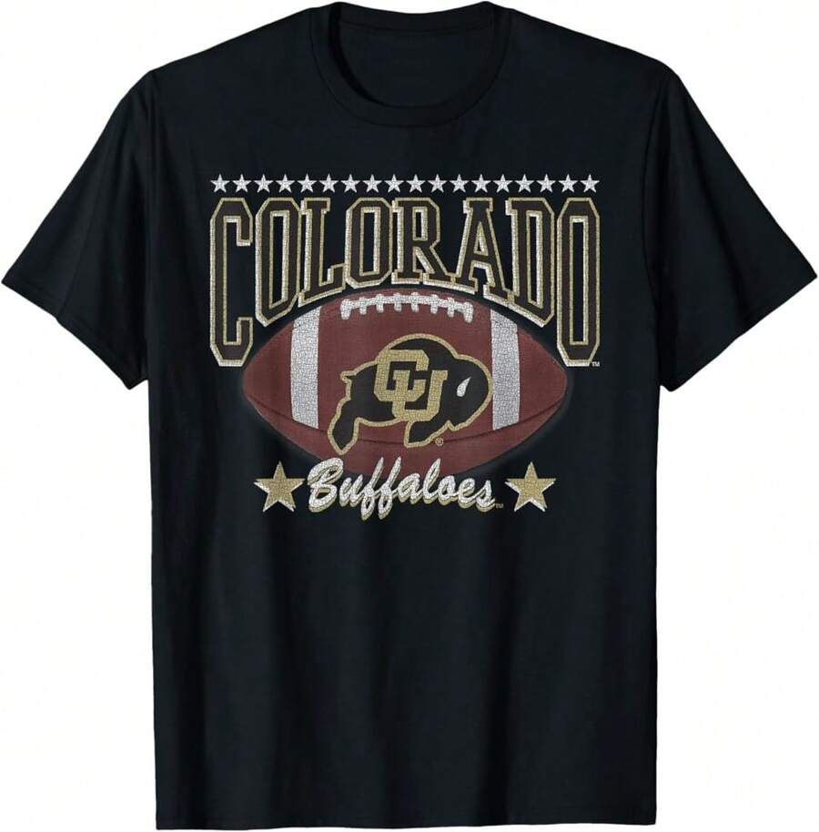 Camiseta vintage con diseño de estrellas del equipo de fútbol de los Colorado Buffaloes - Negro - Ver 1