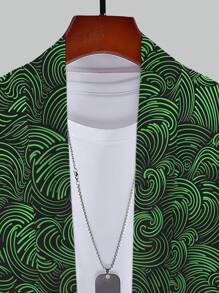 Men's Olive Green Floral Retro Pattern Kimono Style Clothing, Lightweight Casual Beach Top, Loose Fit, Polyester Material