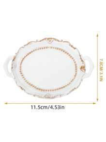 1pc Mini Jewelry Tray, Oval Vintage Decorative Tray, Jewelry Display Tray, Vintage Court Style Jewelry Storage Tray, Vintage Aristocratic Style Ornament Storage Tray, Perfect For Photography Accessories, Still Life Photography, Decorative Storage, Photo Background. Suitable For Bedroom, Living Room, Bathroom. Women's Storage, Suitable For Women's Back To School Gift.