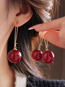 经典半圆形仿珍珠耳环，提升您的整体形象 - 金黃色 - 查看 5