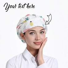 [Personalizado] 1 pieza Gorro de chef personalizado bordado para mujer, con múltiples patrones lindos disponibles para uso doméstico/de higiene - Multicolor - Ver 10