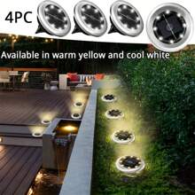 NEW 4/8 Pack Solar Ground Lights Outdoor, 8 LED Solar Powered Disk Lights Outdoor Garden Landscape Lighting For Yard Deck Lawn Patio Pathway Walkway