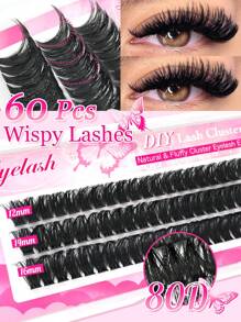 256/160/60 piezas Kit de extensión de pestañas postizas individuales en forma de D, esponjosas, con apariencia de ojo de gato izquierda y derecha, extra gruesas y naturales, densas y de larga duración, a prueba de agua y reutilizables, para principiantes, para uso diario, fiestas, viajes y festivales de música