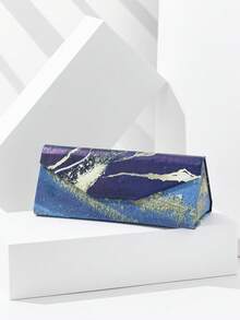 1pc Unisex Colorful Marble Texture Portable Foldable Sunglasses Case, Suitable For Outdoor - Multicolor - View 13