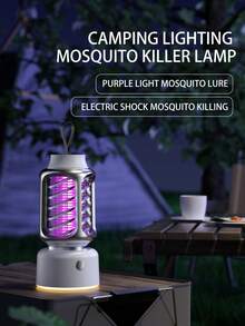 1 件 LED Be Silent 便携式电击灭蚊灯，紫色电动捕蚊器，可充电和插电两用，适用于室内、室外，杀死蚊子、昆虫、苍蝇、飞行，配有小刷子 - 彩色 - 查看 3