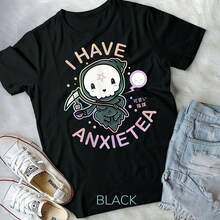 Pastel Goth I Have Anxiety - Kawa Grim Tea Gift - Uni Form T-Shirt - Black - View 1