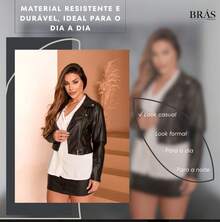 Women's Faux Leather Jacket With Zipper Winter Elegant Casual - Black - View 3