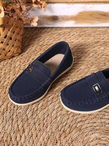 Giày bệt cho bé trai, Giày thường ngày PU màu be nhạt với thiết kế khâu thủ công, Giày lười thoải mái cho du lịch mùa xuân/thu, hoạt động giải trí - Màu xanh lam - Xem 3