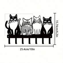 Cute Cat Themed Metal Wall Hooks, Perfect For Towels, Coats, And Keys, Ideal Gift For Cat Lovers, Versatile Home Decor, Suitable For Thanksgiving And Christmas, Contemporary Style, No Power Required Room Decor Bedroom Decor Wall Decor - Black - View 3