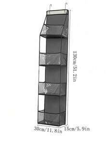1pc 4-Tier Black Hanging Storage Box, Wall-Mounted Cosmetic Organizer, Large Capacity, Black Rack With Transparent Window, Suitable For Nursery, Bathroom, Closet, Bedroom, Dorm, Baby Diapers, Children Toys (4-Tier Black) - Multicolor - View 6