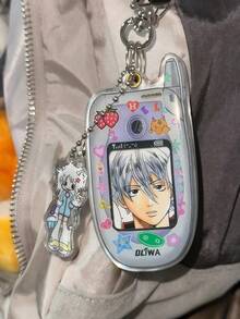 Mini Mobile Phone Photo Frame Keychain - Cute Cartoon Y2k Little Smart Acrylic Pendant For Backpack, Accessories (Photo Not Included) - Multicolor - View 7