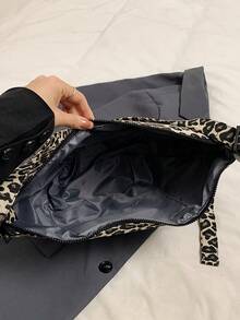 1pc Fashionable Simple Fabric Bag For Women, Leopard Pattern One Shoulder Crossbody Bag - Yellow - View 3