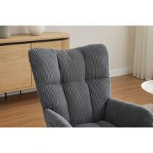 Modern Nursery Rocking Chair, Upholstered Glider Chair With High Backrest, Rocker Accent Armchair With Solid Wood Legs For Nursery Bedroom Living Room DARK GRAY-1877 - Multicolor - View 5