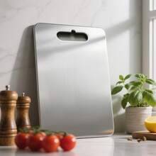 1 st mögelskyddande skärbräda i rostfritt stål, vändbar skärbräda för kök - Silver - Visa 3