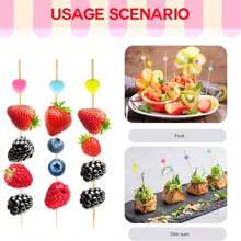 12cm Gold Wooden Skewers, 20/50/100/200/400pcs Pack, Suitable For Burgers, Sandwiches, Cakes, Fruit Desserts, Party Supplies, Perfect For Appetizers, Fruit Kabobs And Party Decorations, Wedding Decorations,School Supplies