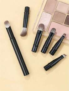6pcs Mini Travel Makeup Brushes Set With Transparent Case, Including Contour Brush, Concealer Brush, Eyeshadow Brush, Eyebrow Brush, Soft & Versatile For Daily Makeup Needs, Convenient For Travel,Brush Set,Makeup Brush Kit,Make Up Brush Set,Make Up Set Complete,Makeup Brush Set,Complete Makeup Kit,Brush Kit,Brushes Makeup Set,Makeup Gift Set,Set - Black - View 2