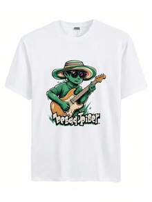 Una imagen de dibujo animado de un hombre tocando la guitarra. - Blanco - Ver 1