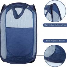 1pc Foldable Collapsible Laundry Basket With Pocket