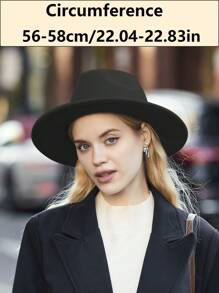 1pc Vintage Faux Wool Fedora Hat, Panama Style Wide Brim Flat Top Cap For Women & Men, Autumn/Winter
