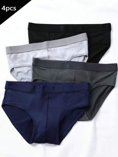 Set de 4 bóxeres de moda para hombre en unicolor, suaves, transpirables y elásticos, ropa interior cómoda