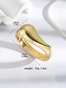 1pc Asymmetrical Line Design Wide Bangle, Unique Minimalist Bracelet Suitable For Daily Wear For Women