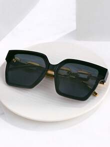 1 Pair Fashion Large Square Frame With Colored Lenses, Suitable For Beach And Party Occasions, Elegant Design - Multicolor - View 6