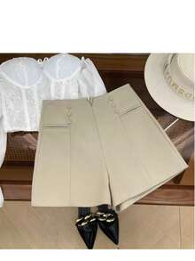 Liuhan Modas Shorts Women Tailoring Casual Versatile Front Pocket Zipper With Buttons Zipper - Beige - View 2