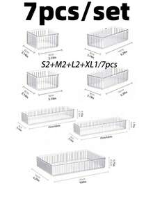 HOUSHELIF 5pcs/7pcs/10pcs Set Drawer Cosmetic Organizer, Perfume Storage Container, Vanity Skin Care Product Storage Box, Clear Multi-Size Combination Lotion And Sample Storage Box, Ideal For Storing Cosmetics, Bathroom Cabinet Storage, Office Supplies Arrangement, Kitchen Tool Organizer Shelf