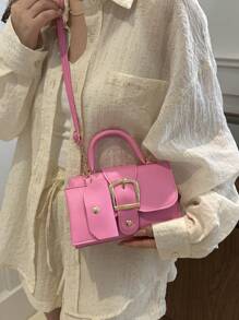 مجموعة من 2 حقيبة بمقبض علوي باللون الوردي، حقيبة كتف من جلد البولي يوريثان، حقيبة يد أنيقة للنساء مع محفظة نقود