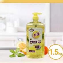 Qiqiang Lemon Fresh Dishwashing Liquid 1.028kg/1.5KG Large Bottle Family Version Food Use:Tableware Oil Removal No Residue After Use Safe And