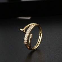 1 pieza Anillo de diseño de uñas chapado en oro de acero inoxidable, joyería personalizada creativa, anillo unisex de moda minimalista casual y versátil retro para hombres y mujeres, apto para la calle, uso diario, fiestas, vacaciones, regalo de graduación, joyería