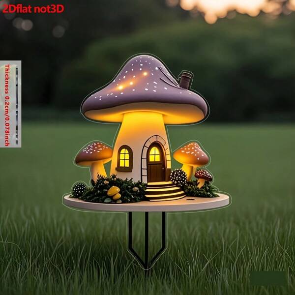 1 Stück Acryl 2D flach Süß Märchenpilzhaus Gartenhalter - Bohemien Stil Acryl, passend für Geburtstags- und Einweihungsfeiern