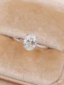 925 纯银椭圆形蛋形戒指，皇冠水滴戒指，优雅女士结婚戒指，男女通用礼物，奥地利水晶，订婚，求婚戒指