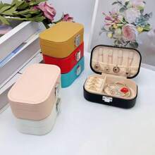 1pc Sewn Detail Jewelry Storage Box, Simple & Sturdy Portable Jewelry Box, Necklace, Ring, Jewelry Organizer Box, Jewelry Box, Watches, Perfect Gift For Valentine's Day, Mother's Day