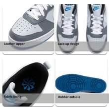 Nike 青年 Court Borough Low Recraft BG 休闲鞋，舒适轻便低帮运动鞋 DV5456-019 - 白/冷灰/白金色/淺清透藍 - 查看 3