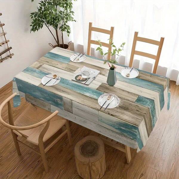 1 Stück - Rustikale Holzmaserung Tischdecke - 100% Polyester gewebt quadratisch waschbare Tischdecke, geeignet für Küche, Esszimmer und Outdoor-Tische - Vielseitige Verwendung für Heimdekoration, Picknicks und Partys