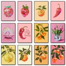 1pc Quả cầu Disco Quả cầu Trái cây Cổ điển Màu cam Poster Sáng tạo Tranh Canvas Nghệ thuật Treo tường In Trang trí Nhà Bếp Quầy bar Trang trí Phòng Khung Tùy chọn - Nhiều màu - Xem 1