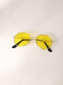 1 Pair Kids Metal Frame Square Fashion Glasses For Boys And Girls, Fashion Outdoor Sun Protection Photography Glasses