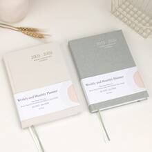 2025-2026 学年周计划和月计划日历，2025 年 7 月 - 2026 年 6 月，亚麻精装，带标签的待办事项列表笔记本，松紧带，美观，非常适合办公室、家庭学校用品、学校用品、返校 - 查看 1