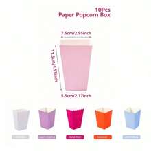 10pcs Solid Color Pink Food Box, Gift Wrapping Supplies, Birthday Babe Shower Wedding Party Room Table Decoration Family Movie Night French Fries Box, Popcorn Cups, Popcorn Buckets Treat Boxes Containers Macaroni Packaging Box