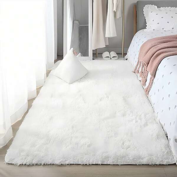 1pc, Soft Area Rugs For Bedroom Fluffy, Non-Slip Fuzzy Shag Plush Soft Shaggy Bedside Rug, Tie-Dyed Living Room Carpet For Girls Kids Baby Teen Dorm Home Decor, Bedroom Living Room Nursery Room Rug , Easy-Care Home Accent