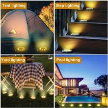 NEW 4/8 Pack Solar Ground Lights Outdoor, 8 LED Solar Powered Disk Lights Outdoor Garden Landscape Lighting For Yard Deck Lawn Patio Pathway Walkway