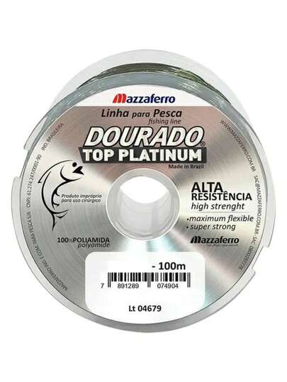Linha de Pesca Monofilamento Dourado Top Force Platinum 100 metros - Do 0,20mm ao 0,45mm