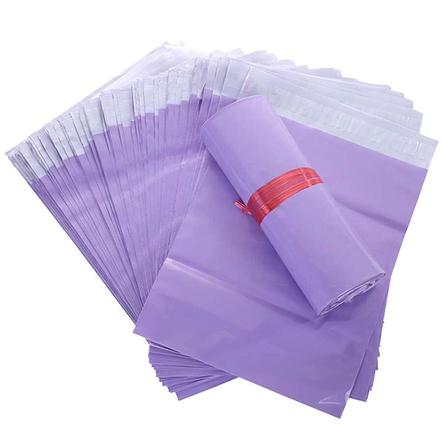 100 Stücke lila Verpackungstüten, Kuriertaschen, vielseitig einsetzbare einfache Verpackungstüten, geeignet für Schule, Büro, Bekleidungsverpackung, Versand, für Schulmaterial, Schulanfang