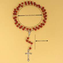 1pc High-End Niche Fragrant Wooden Bead Cross Pendant Necklace, Long Women Fashion Jewelry