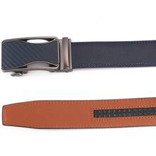 Automatic Buckle Ratchet Belt For Men Black/Blue Carbon Fiber Pattern Belts Male Leather Men Waist Strap Formal Luxury Brands High Quality 3.5cm - 080 - View 5