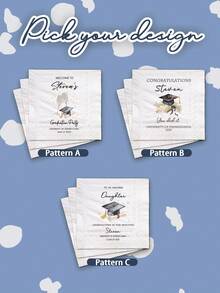 20-500pcs Custom Graduation Napkins, 3-Ply Personalized Napkins With Your Text, Class Of 2025, Disposable Beverage/Dessert Napkins For Grad Party Decor, Farewell Banquet Decor, Graduation Party Gift, Custom Cocktail Napkins - Multicolor - View 4