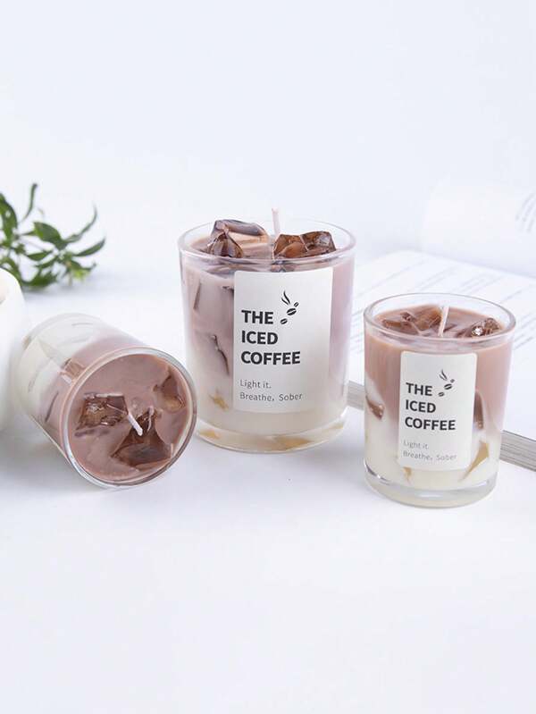 1pc New Coffee Candle, Jelly Candle, Handmade Soy Candle, Jar Candle, Scented Candle (Lavender/Sweet Pea/White Tea/Cedar Sage), Summer Coffee Cup Candle/Scented Candle Cup For Home Decoration, Room Decor, Living Room, Bedroom, Bar, Dining Table, Holiday Decor, Birthday Candle Decor