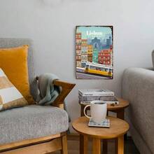 1PC Lisbon City Tin Sign, Vintage Lisbon Architecture And Tram Design, Premium Quality, Perfect For Home Decor And Travel Lovers, 8x12 Inches/ 20x30 Cm - 彩色 - 查看 10